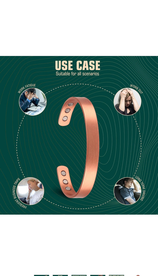 🧲 سوار نحاسي مغناطيسي – لأناقة وصحة في معصمك!