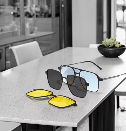 نظارة 3 في 1 – جمالية، شمسية، وليليّة!